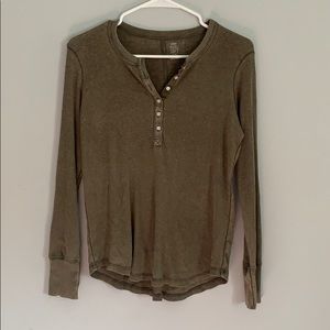 Aerie Ribbed Henley Long Sleeve Shirt